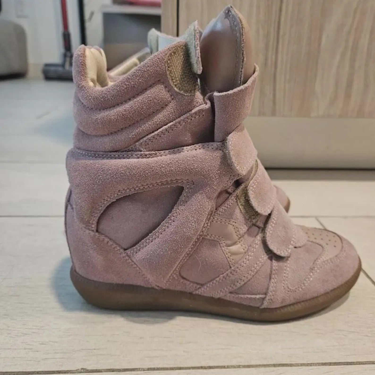 Isabel Marant Taupe Suede Bekett Wedge Sneakers