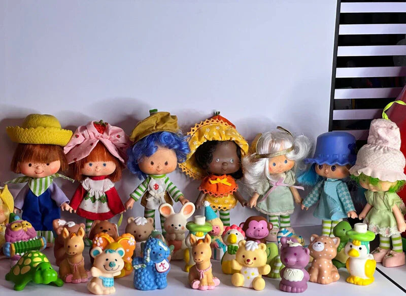 Vintage 1980s Strawberry Shortcake Full Set with Pets – Kenner Dolls Lot – Huckleberry, Blueberry, Cafe Ole + More – Rare HTF