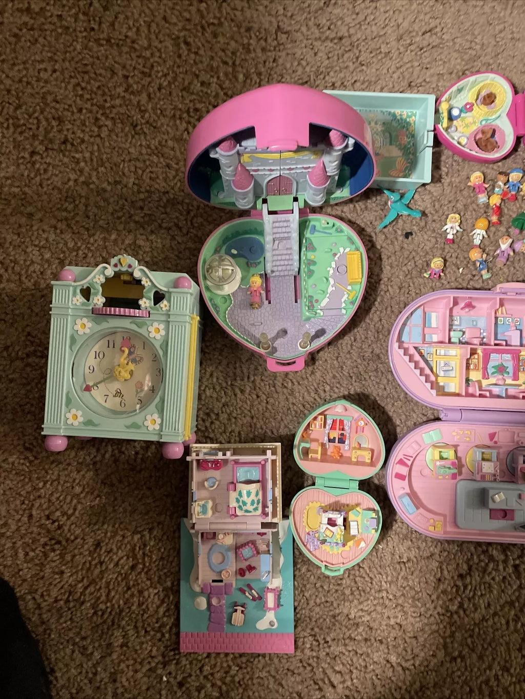 POLLY POCKET Huge Vintage Lot – Dolls, Compacts, Accessories & Bluebird Figures Sets