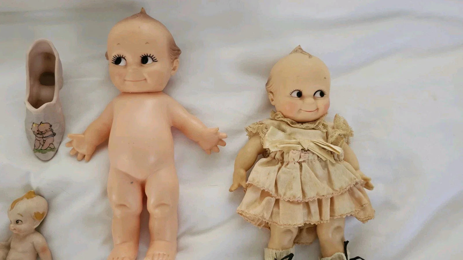 LOT 8 Vintage Kewpie Dolls Plus Large Decorative Shoe. Rare Japanese Bisque!